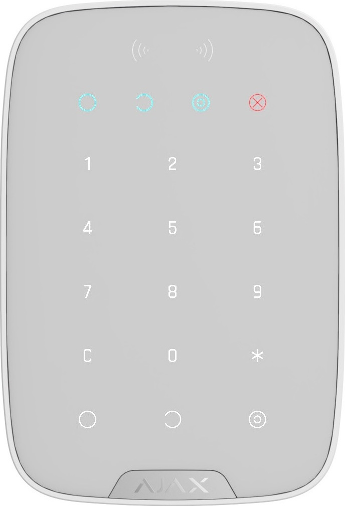 Ajax Systems KeyPad Plus Wireless touch alarm keypad, white 26078.83.WH1