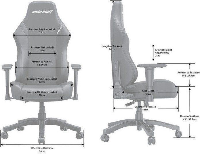ANDA SEAT Gaming Chair LUNA Large Black Fabric - Image 3